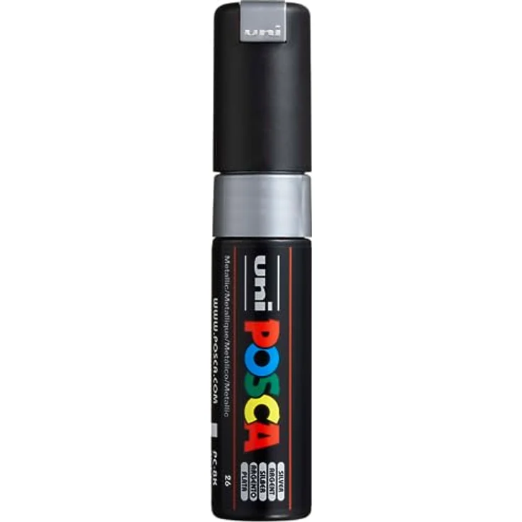 Uni-Ball 182682 - POSCA Marker mit breiter Keilspitze, silber – Bild 1