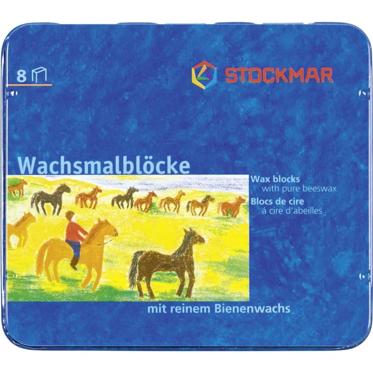 Stockmar Wachsmalstifte 10er Set, bunte Wachsmalblöcke in 8 Farben zum Malen