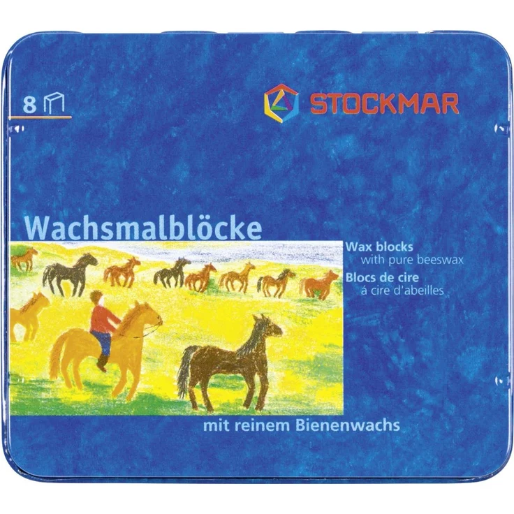 Stockmar Wachsmalstifte 10er Set, bunte Wachsmalblöcke in 8 Farben zum Malen
