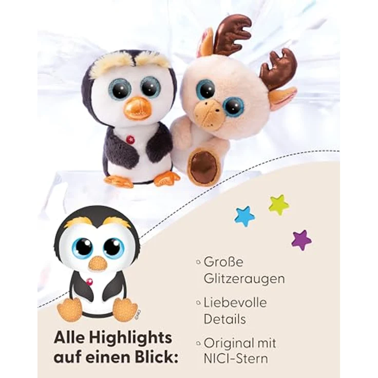 NICI Kuscheltier GLUBSCHIS Pinguin Prince Nigu 15cm grau - Stofftier aus weichem Plüsch, niedliches Plüschtier zum Kuscheln und Spielen – Bild 4
