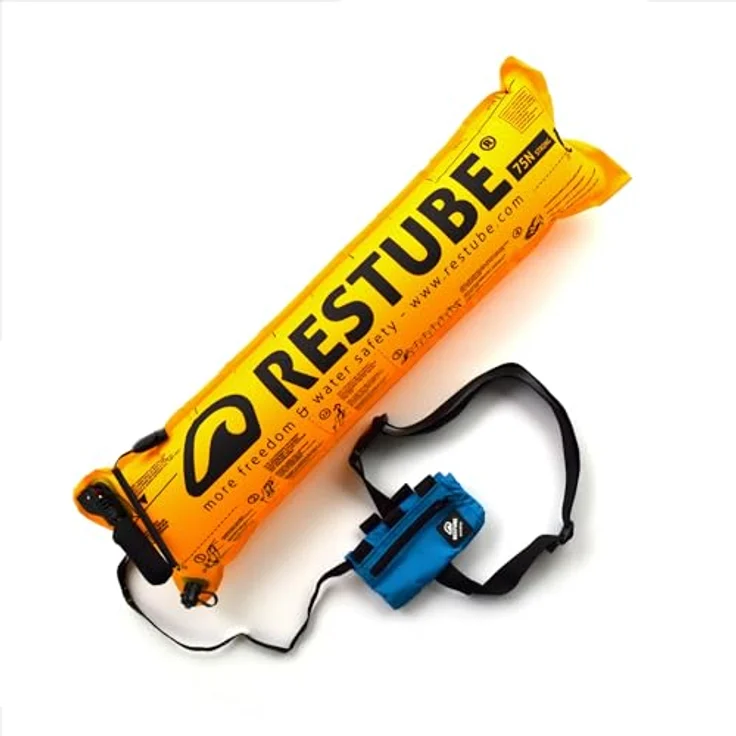 Restube Extreme Wildwasser Schwimmboje für raue Bedingungen – Aufblasbare Schwimmhilfe mit One-Pull Mechanismus und Pfeife, leuchtend gelb – Bild 1