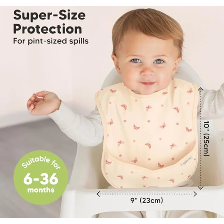 KeaBabies Presto Lätzchen Baby 3er-Pack, Wasserdicht mit Auffangschale, Schmutzabweisend, Abwaschbar, für Jungen und Mädchen (Butterflies) – Bild 3