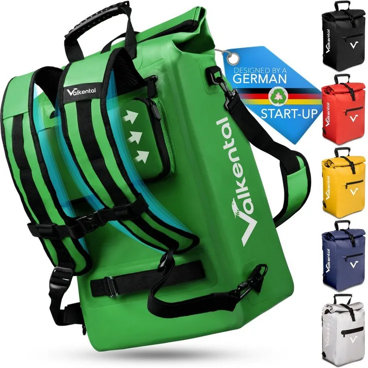 Valkental Fahrradtasche ValkOne, 100% wasserdicht, Kinderfahrradtasche, blau