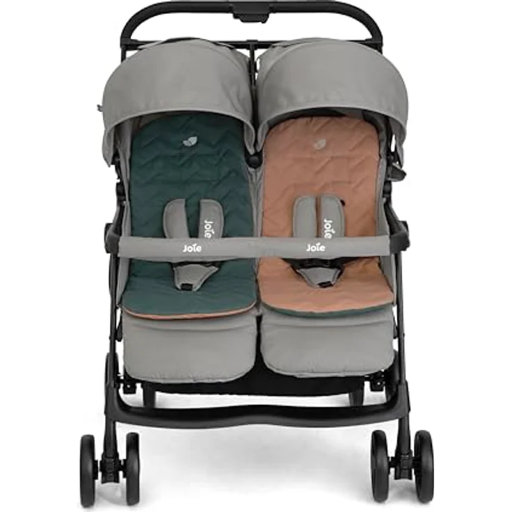 Joie Aire Twin Zwillingsbuggy, mit Regenverdeck, leicht und wendig, schwarz – Bild 2