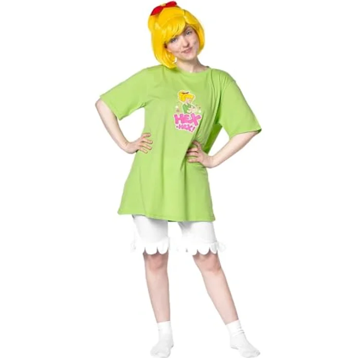 Maskworld Bibi Blocksberg Kostüm für Erwachsene, hellgrünes Shirt und weiße Rüschenhose, Größe L, ideal für Halloween und Karneval – Bild 3