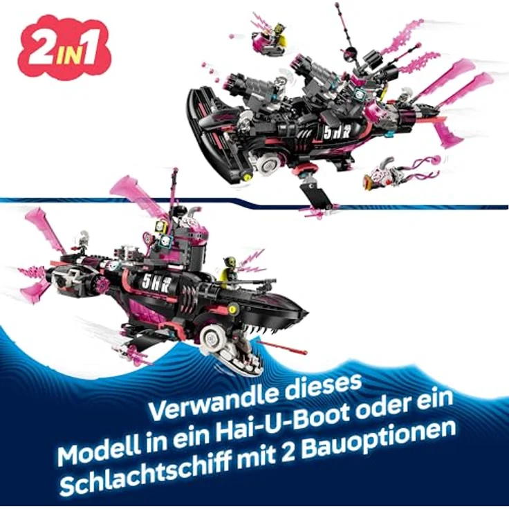 LEGO DREAMZzz 71500 Albtraumhai-U-Boot, 2-in-1 Bausatz mit 5 Minifiguren, Mehrfarbig, 1413 Teile – Bild 4