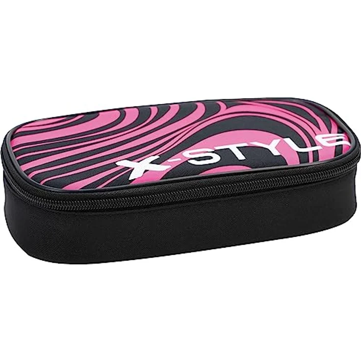 Eberhard Faber 577480 - X-Style Jumbo Schlamperbox in Schwarz/Neon Pink, Stifteetui mit Reißverschluss und großen Hauptfach – Bild 1
