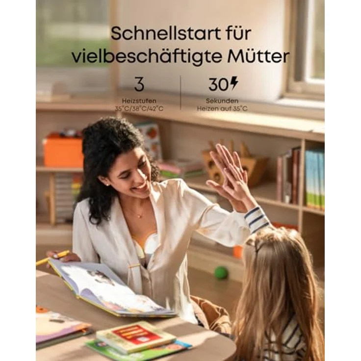 eufy Tragbare Milchpumpe E20, Elektrische Milchpumpe mit 3 Heizstufen, HeatFlow Technologie, Krankenhausqualität Saugkraft, leise & diskret – Bild 3