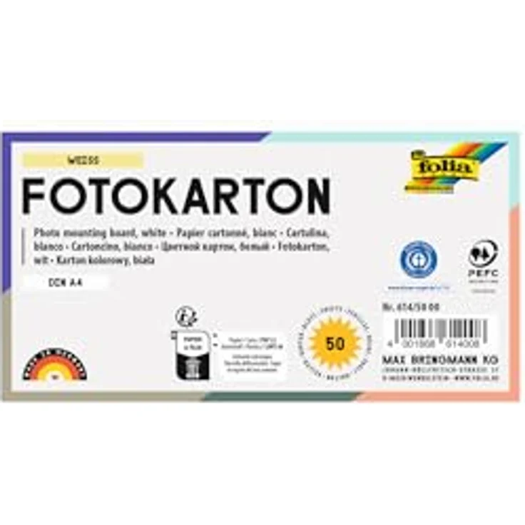 folia 614/50 60 - Fotokarton DIN A4, 300 g/qm, 50 Blatt, silber matt - zum Basteln und kreativen Gestalten von Karten, Fensterbildern und für Scrapbooking – Bild 2