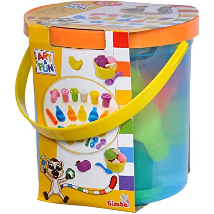 Simba 106326051 - Art und Fun Knetset Fruchteimer, 5x50g Knete, 5 Fruchtformen, 4 Ausstechformen, 16 Teile, 2 Becher, Für Kinder ab 3 Jahren – Bild 4