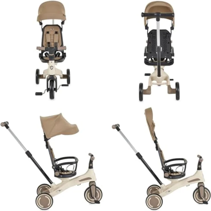 Byox Tricycle Juno 4 in 1, Dreirad mit Schiebegriff, drehbarem Sitz, anpassbarem Sonnendach, beige – Bild 3