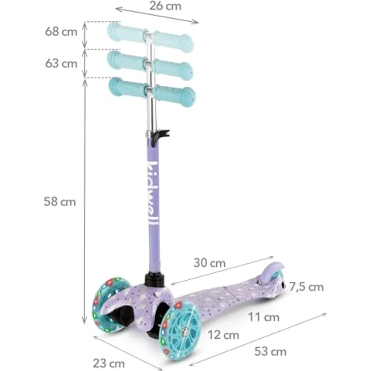 COIL Dreiradscooter, Kinderroller, Tretroller, Dreirad-Balance-Roller, Cityroller, ABEC-7-Lager, 3-stufige Lenkradverstellung, LED-Räder, Kitty – Bild 9