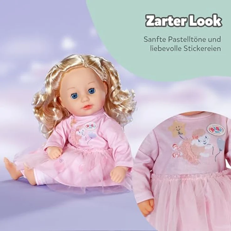 Baby Born Puppenkleidung Kleid Rosé, langärmliges Outfit mit schwingendem Tüllrock für 36 cm große Puppen – Bild 4
