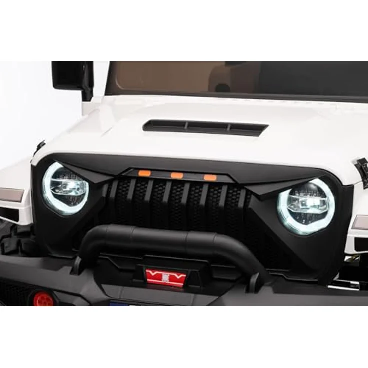 RIRICAR Beneo Motors OFFRIDE 4x4², Elektrisches Zweisitzer Kinderauto 12V in Weiß, MP3-Player mit USB/AUX, 4x4 Antrieb, Lithium-Akku, große EVA-Räder mit Hinterradfederung, Fernbedienung, LED-Lichter – Bild 2