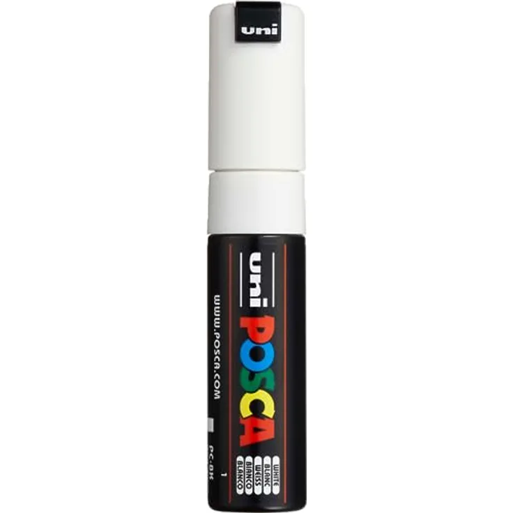 uni-ball 182601 – Marker POSCA mit breiter Keilspitze, PC-8K, weiß, 1 Stück
