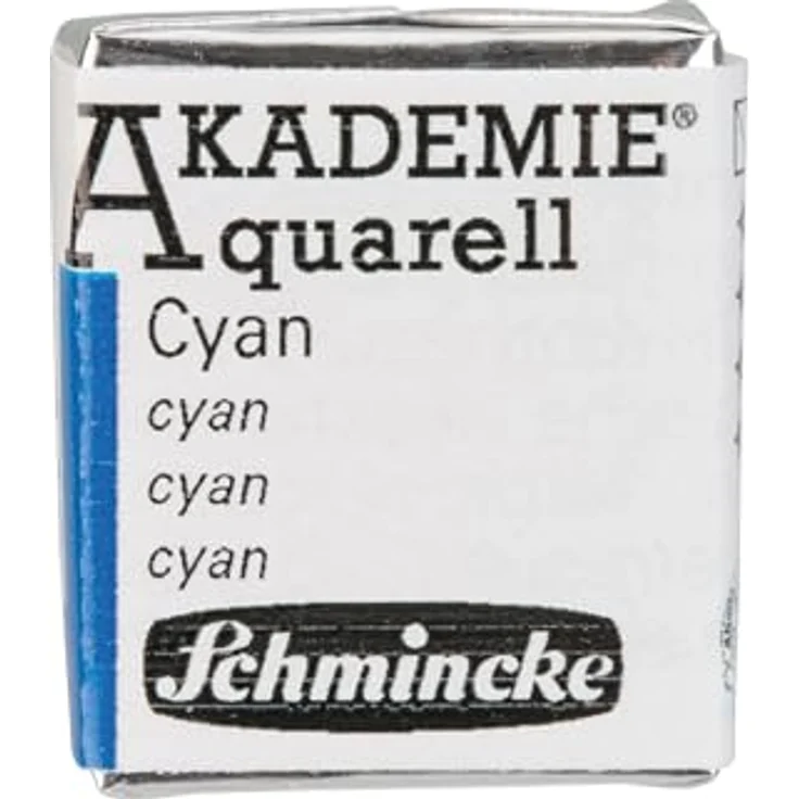 Schmincke AKADEMIE® Aquarell, feine Künstler-Aquarellfarbe Cyan, halbes Näpfchen, vegane Wasserfarbe mit hoher Lichtechtheit – Bild 1