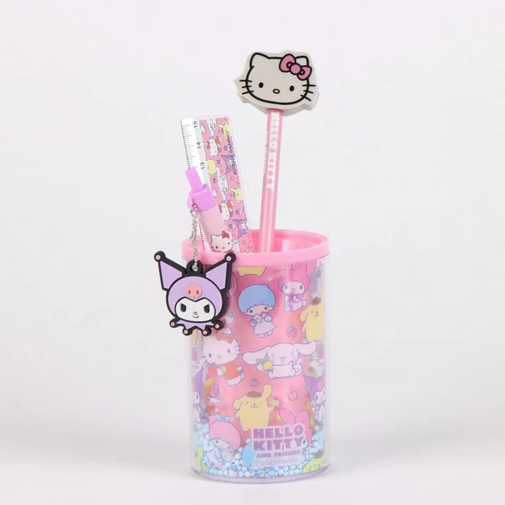 Cerda Hello Kitty Bleistift Schreibwaren-Set mit Stiftehalter, hochwertig und robust, ideal für Kinder