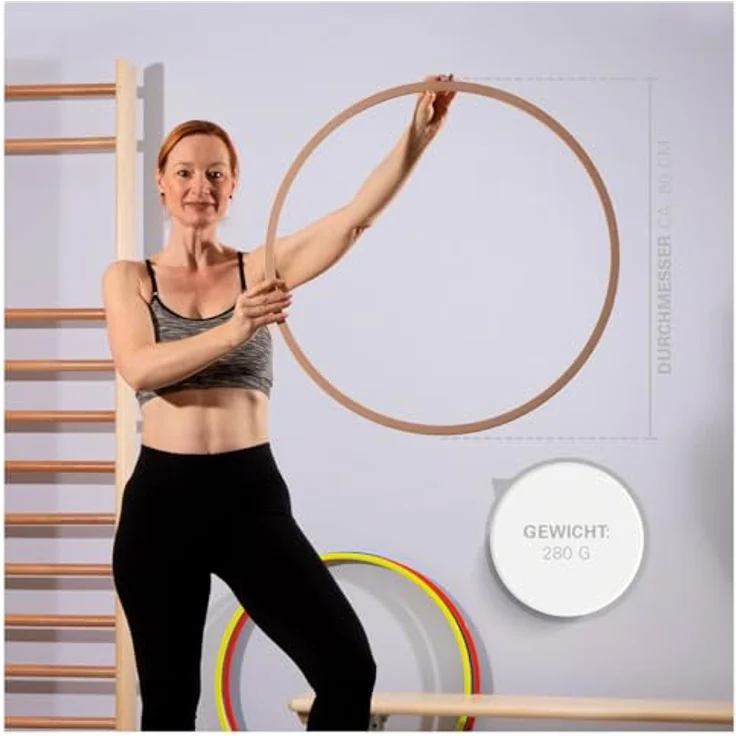 Sport-Tec Gymnastikreifen aus Holz, Hula Hoop, Trainingsreifen, Turnreifen, Fitnessreifen, Gymastik Kreis, Gewichtsreduktion, 60cm – Bild 2