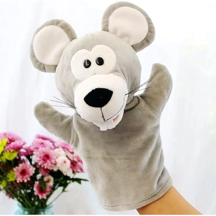 LOMTRATS Handpuppen für Kinder, 5er Set mit Wolf, Tiger, Löwe und Affe, bewegliche offene Münder, ideal zum Geschichtenerzählen und Unterrichten – Bild 1