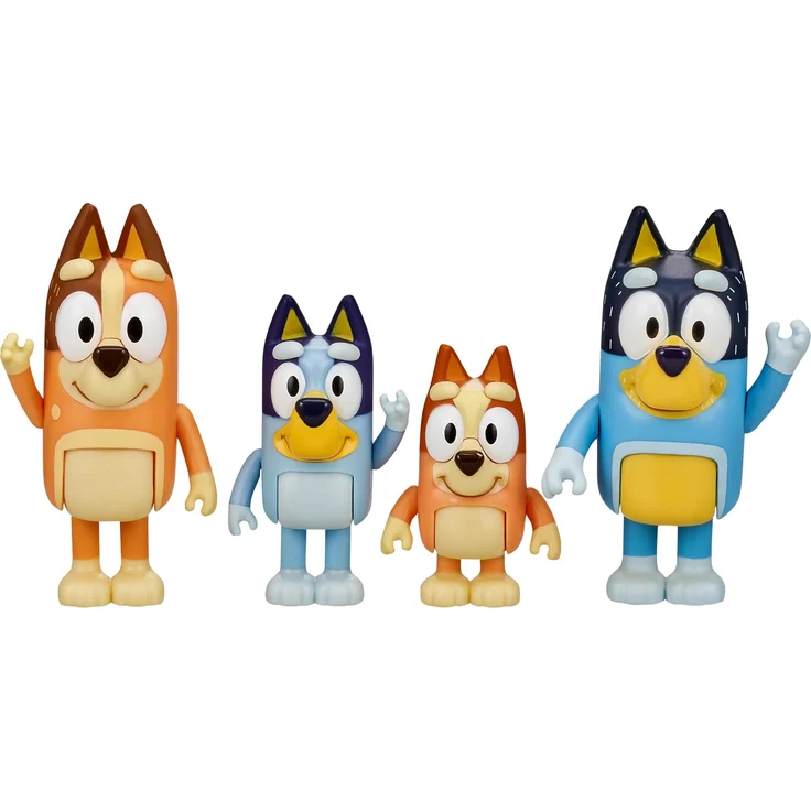 Moose BLUEY Figuren 4er Pack - Familie mit beweglichen Gelenken, inkl. Bluey, Bingo, Bandit und Chilli