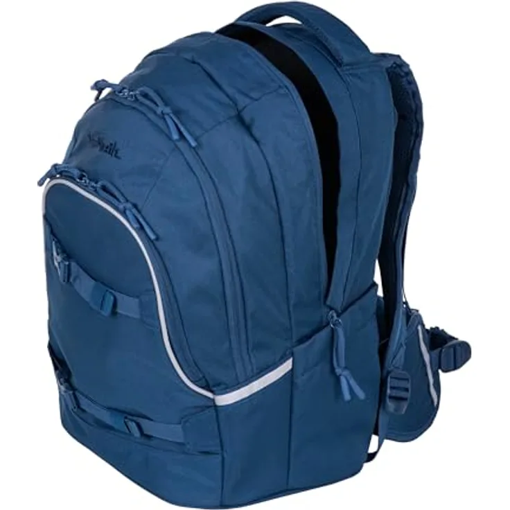 McNeill Schulrucksack MILO, blauer Schulranzen mit gepolsterten Rückriemen, Air-Flow-System und Organizer-Fächern