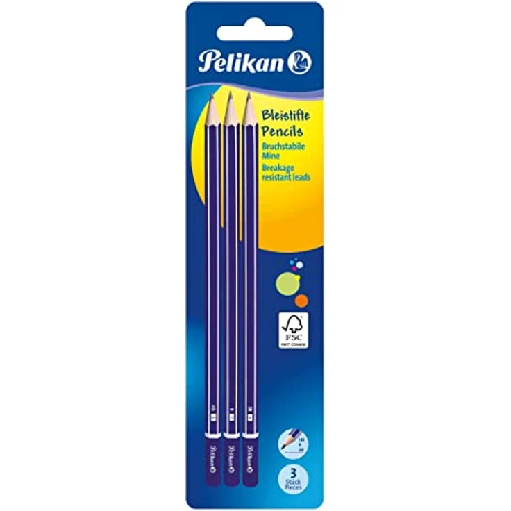 Pelikan 807418 Bleistifte In 2B/B/HB, 3 Stück auf Blisterkarte, Schulstandard, FSC-zertifiziert – Bild 1