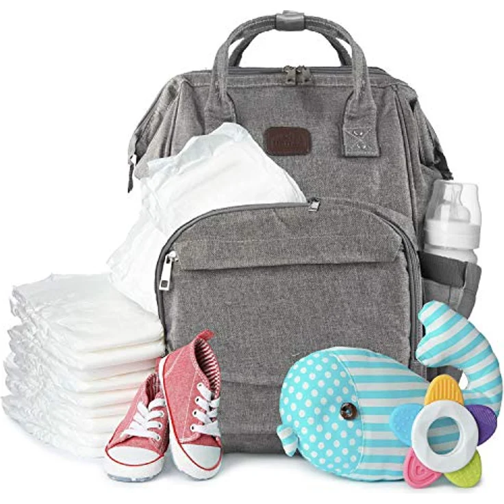 all Kids United® Wickeltasche Baby Wickelrucksack Deluxe Set, wasserfestes Nylon, Multifunktions-Babytaschen und mobile Wickelauflage, Kinderwagengurte, schwarz – Bild 4