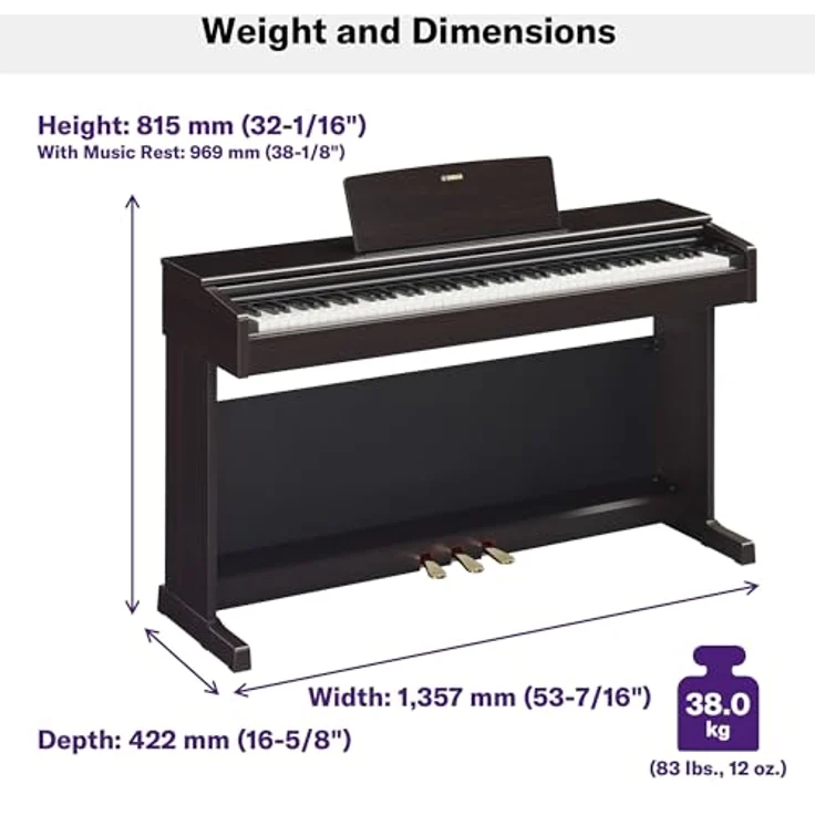 Yamaha YDP-145R, digitales Klavier mit 88 gewichteten Tasten, authentischer Hammermechanik, Rosenholz-Design – Bild 6