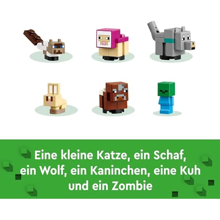 LEGO Minecraft Das Tierheim, Spielzeug mit vielen Tier-Figuren für Mädchen und Jungen ab 7 Jahren, Geschenk für Gamer und Kinder, Modell-Set des Ebene-Bioms aus Steinen 21253 – Bild 3