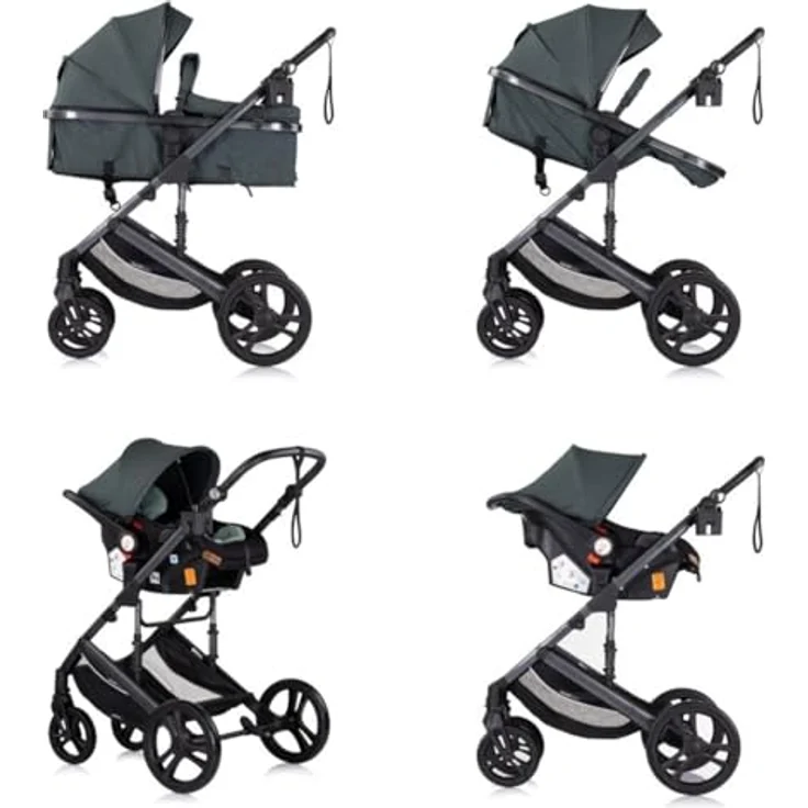 Chipolino Kinderwagen 3 in 1 Amore Babyschale Adapter Wickeltasche Fußabdeckung, tuerkis – Bild 4
