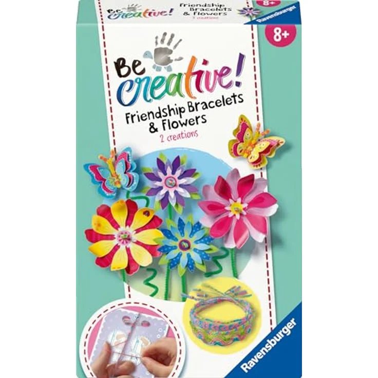 Ravensburger BeCreative Mini Kreativset, Freundschaftsbändchen & Blumen mit Anleitung, Made in Europe – Bild 1