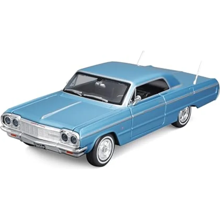 Maisto Chevrolet Impala (1964), Modellauto im Maßstab 1:24, bewegliche Türen, blau, detailgetreue Nachbildung