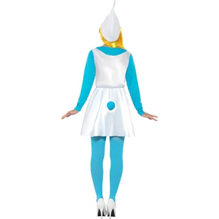 Funidelia Offizielles Schlumpfine Kostüm für Damen, Größe L, mit Schwanz, Strümpfen und Mütze, lustige The Smurfs Verkleidung in Blau, perfekt für Karneval und Halloween – Bild 2