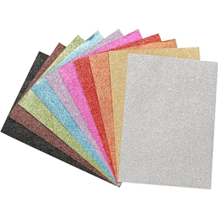 Clairefontaine Glitterkarton 195599C, 10 Bogen 200g 50x70 cm, farbig sortiert, für Bastelaktivitäten und Dekoration – Bild 2