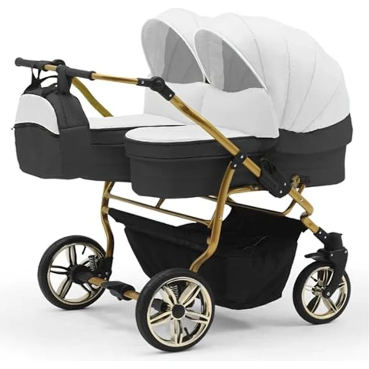 BabyMerc Zwillings-Kombikinderwagen City Twin 5 in 1 inkl. Sportsitze, Autositze und Isos in 19 Farben, Multitalent für Geschwister in allen Lebenslagen – Bild 2