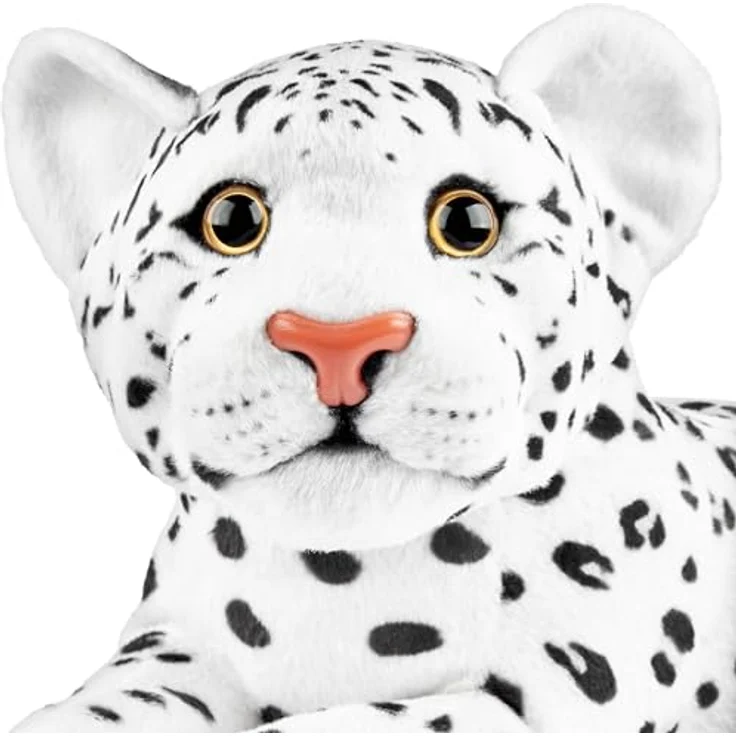 BRUBAKER Leopard Kuscheltier - 30 cm Stofftier - Baby Plüschtier Raubkatze Liegend - Kinder Plüsch Spielzeug - Weiß – Bild 5