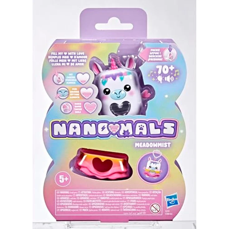 NANO-MALS Meadowmist Einhorn, elektronisches Fidget-Tierchen mit Herzanzeige und Farbwechsel, interaktive Reaktionen, 6,9 cm – Bild 2