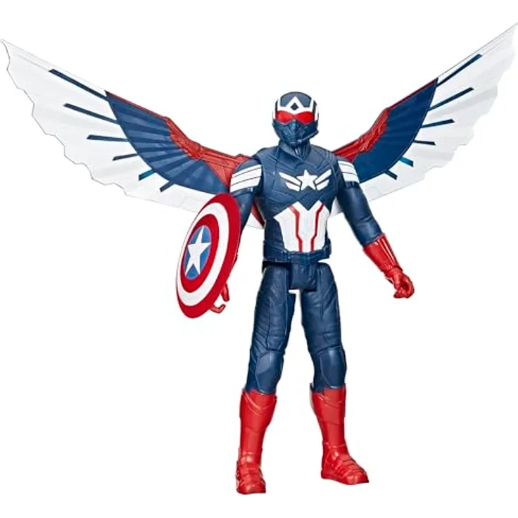 Marvel Studios Captain America Brave New World, Deluxe Action-Figur mit Schild und abnehmbaren Flügeln, 30 cm