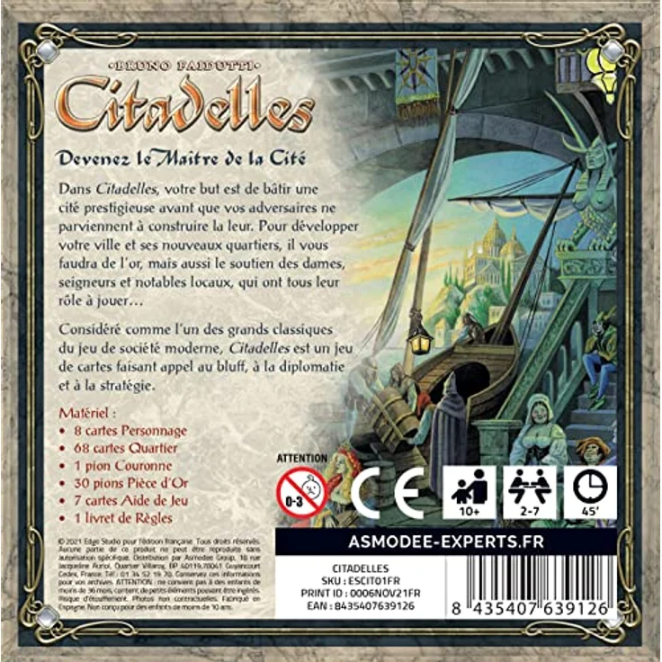 Asmodee Citadelles Classic, Strategisches Gesellschaftsspiel für 2-7 Spieler ab 10 Jahren, Stadtbau- und Diplomatiespiel, Spieldauer 45 Minuten – Bild 3