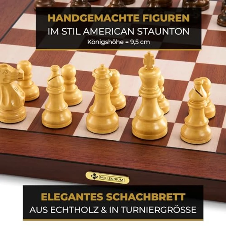 Millennium Supreme T2 M880, Elektronisches Schachbrett in Turniergröße mit Echtholzfiguren, ultraschneller Figurenerkennung, Bluetooth & USB, 81 LE – Bild 3