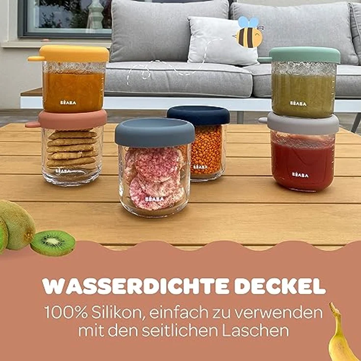 Beaba Aufbewahrungsbehälter 6er Pack aus Glas 250 ml - Sunrise, Nahrungsbehälter für Babynahrung, luftdicht verschließbar, spülmaschinengeeignet – Bild 3