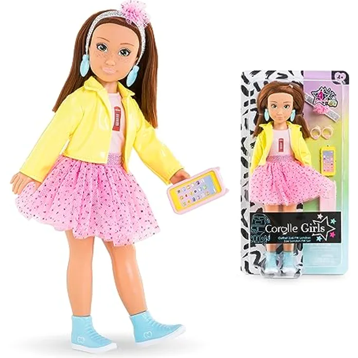 Corolle 9000600180 Girls Zoe, Ankleidepuppe im Londoner Fashion Week Look und 4 Teile, Vanilleduft, 28cm, ab 4 Jahre