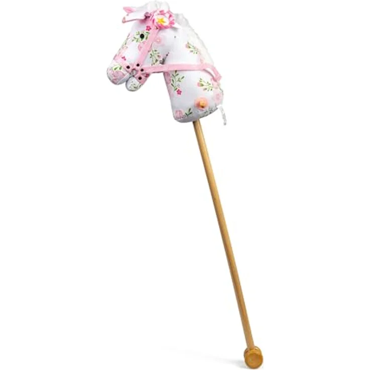 Bigjigs Toys Steckenpferd, geblümt, Höhe 970mm, geeignet für 3+ Jahre, aus hochwertigen Werkstoffen – Bild 2