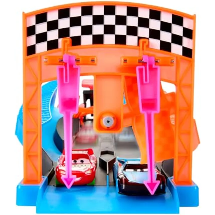 Mattel Disney Pixar Cars GITD TRACK SET, Neonrennen-Spielset mit leuchtenden Rennautos von Lightning McQueen und Jackson Storm, ab 4 Jahren – Bild 4
