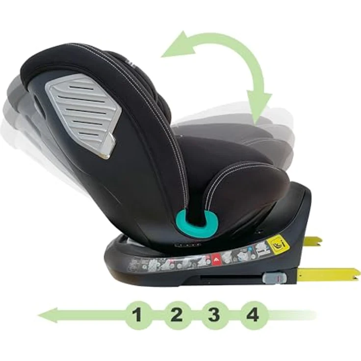 XOMAX Autokindersitz Diana, drehbar 360°, ISOFIX, 0-12 Jahre, ECE R129, schwarz/blau – Bild 8