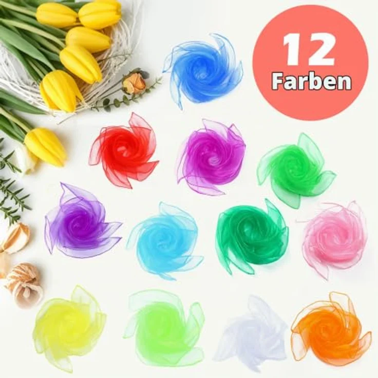Xynovate Chiffontücher 12 Stück, 60 x 60 cm in 12 Farben für Tanz, Jonglieren und Bühnenauftritte – Bild 4