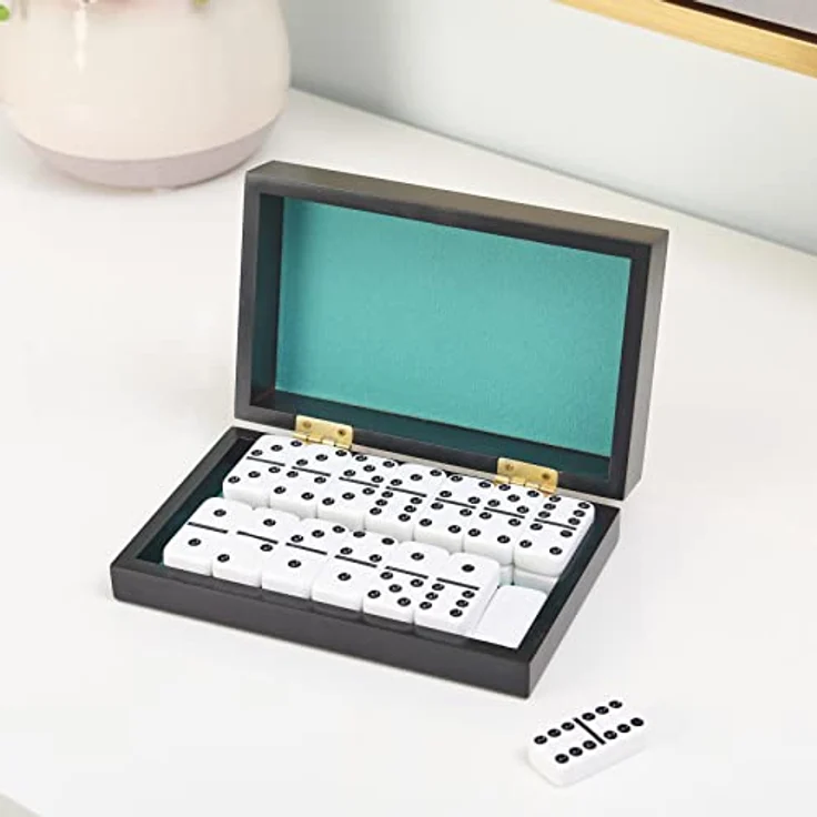 Deluxe Domino - Spieleklassiker mit hochwertiger Ausstattung (Doppel-6-Version, 28 Spielsteine), für 2-4 Spieler ab 6 Jahren – Bild 3