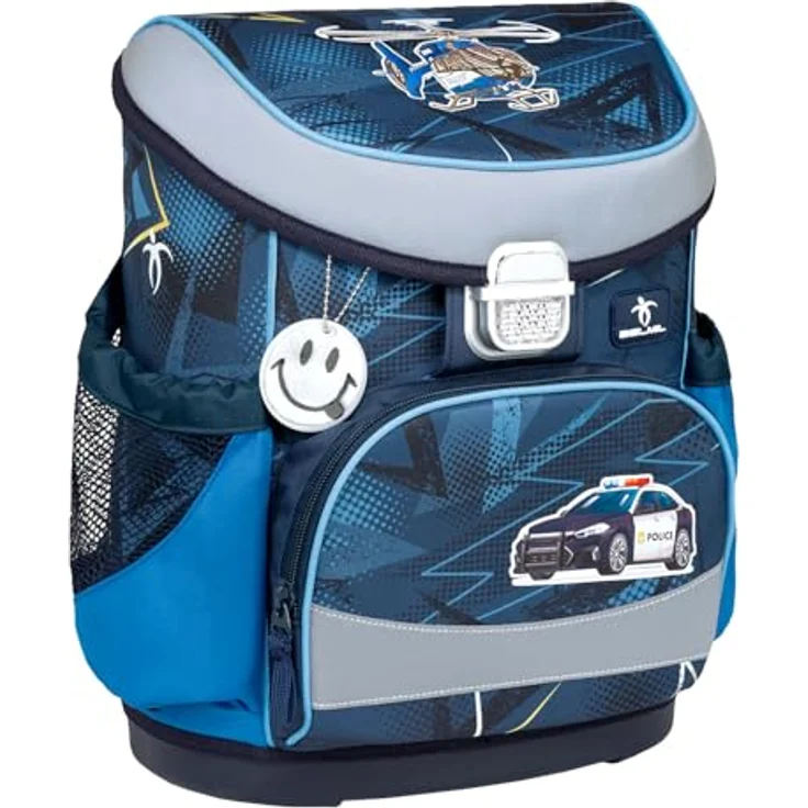 Belmil Mini-Fit Schulranzen Set 4-teilig (405-33/AG/S) (Police), leicht und ergonomisch, reflektierende Elemente, wasserdicht, blau – Bild 4