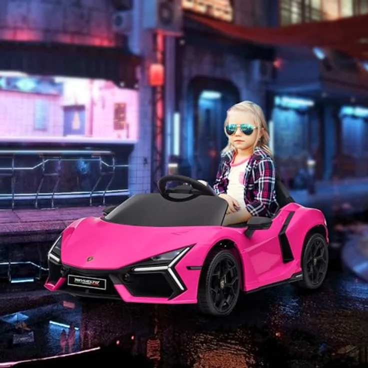 AIYAPLAY Elektro-Kinderauto 12V, mit 2,4G Fernbedienung, Musik, Leuchte, USB/MP3-Anschluss, Belastbarkeit 25 kg, (1-tlg), bis 5 km,h, für Kinder 3-5 Jahre, Rosa – Bild 2
