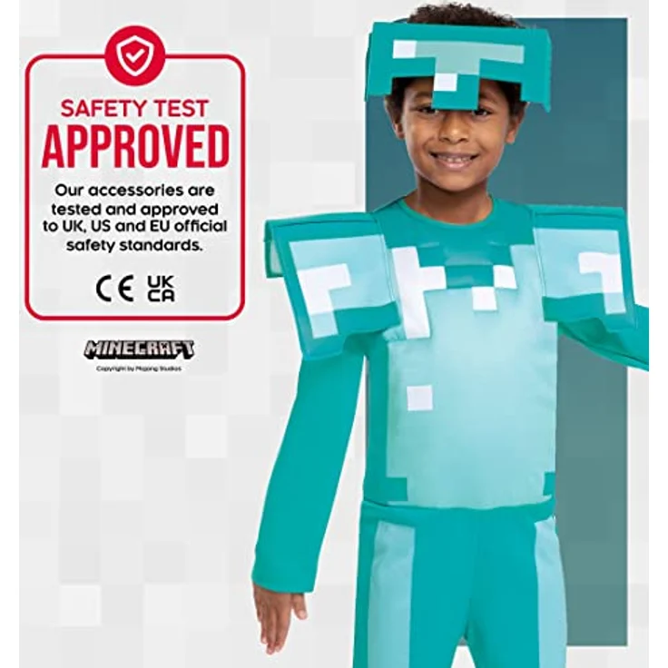 Disguise Offizielles Minecraft Kostüm Kinder Diamant Rüstung Karneval Kostüm Minecraft Faschingskostüme Kinder M – Bild 5